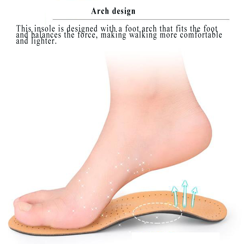 Leather arch correction insoles breathable sports