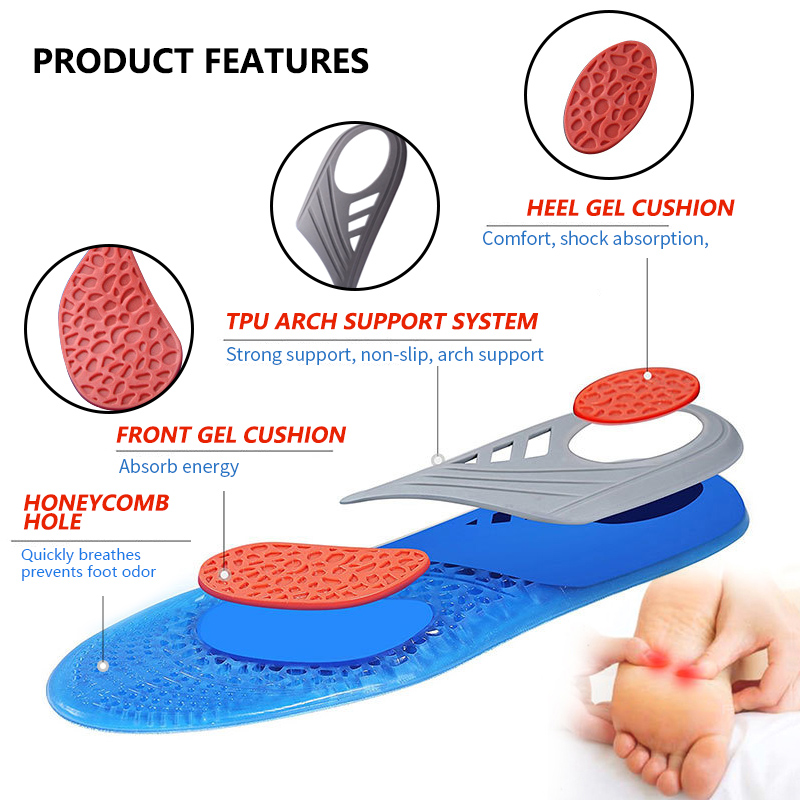 EVA Silica Insoles Orthotic Sport Shock absorption