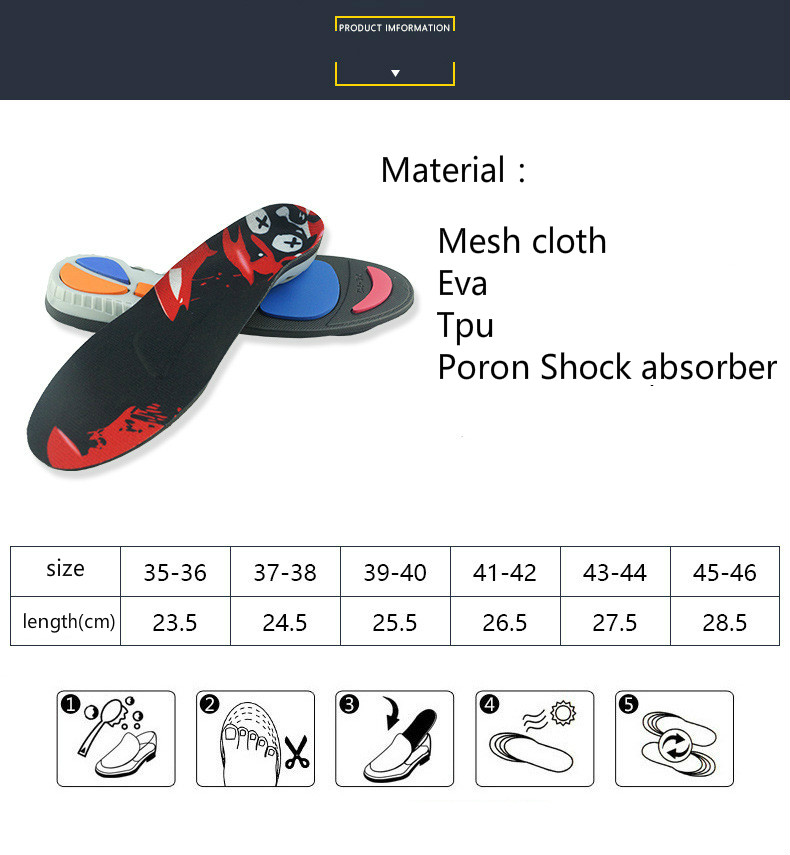 Sports Orthopedic EVA Insoles Arch Support Foot Cushion